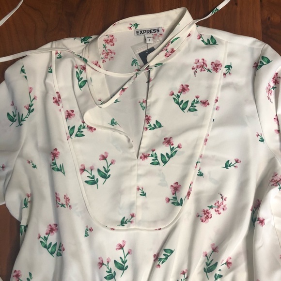 EXPRESS NWT floral A line flounce dress size L - Picture 3 of 5